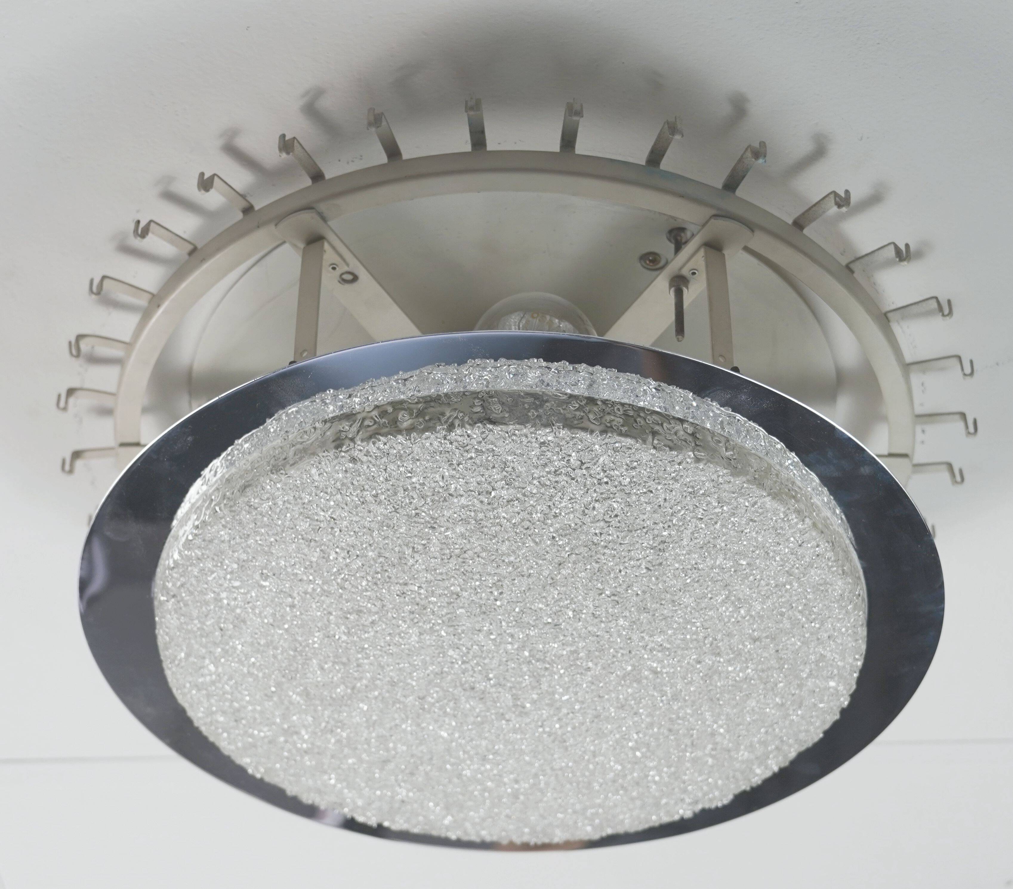 60's mid century doria ice glass light ceiling fixture with 32 glass tubes