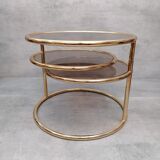 Table basse laiton 3 niveaux pivotants des années 1970 style de Milo Baughman Italie