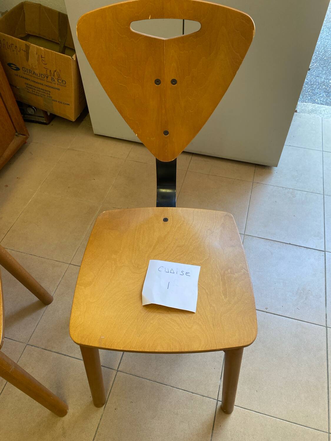 Chaise italienne année 80, en bois et métal