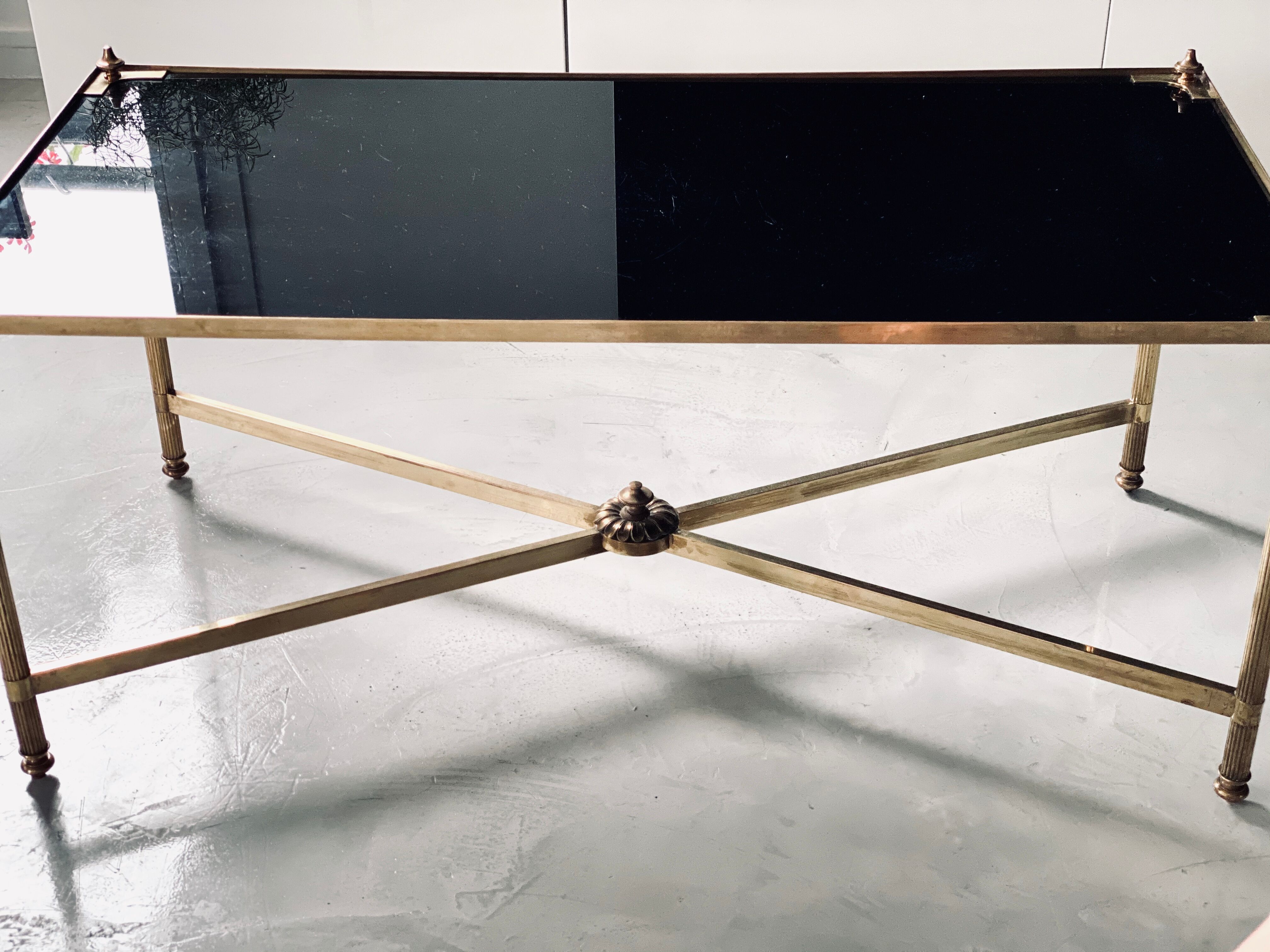 Coffee table glass and brass