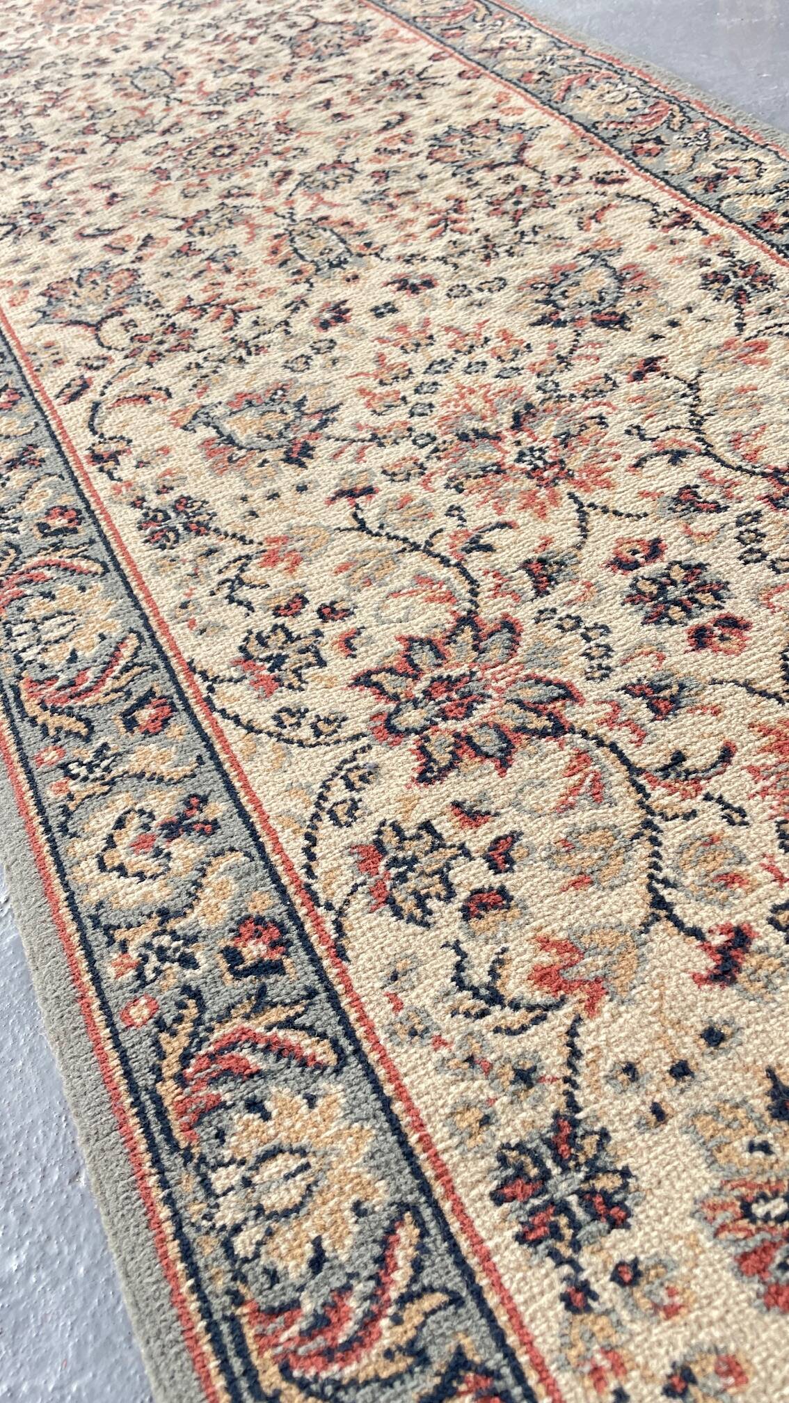 Vintage Beige Grey-Blue Runner Rug