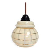 Lampe de plafond vintage avec des lignes dorées, années 1960