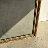 Large gilded mirror 19th century rounded corners mercury glass Louis XVI style
