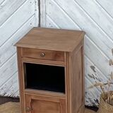 Antique bedside table in raw solid wood
