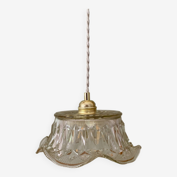 Vintage molded glass lampshade pendant light - tableware collection -