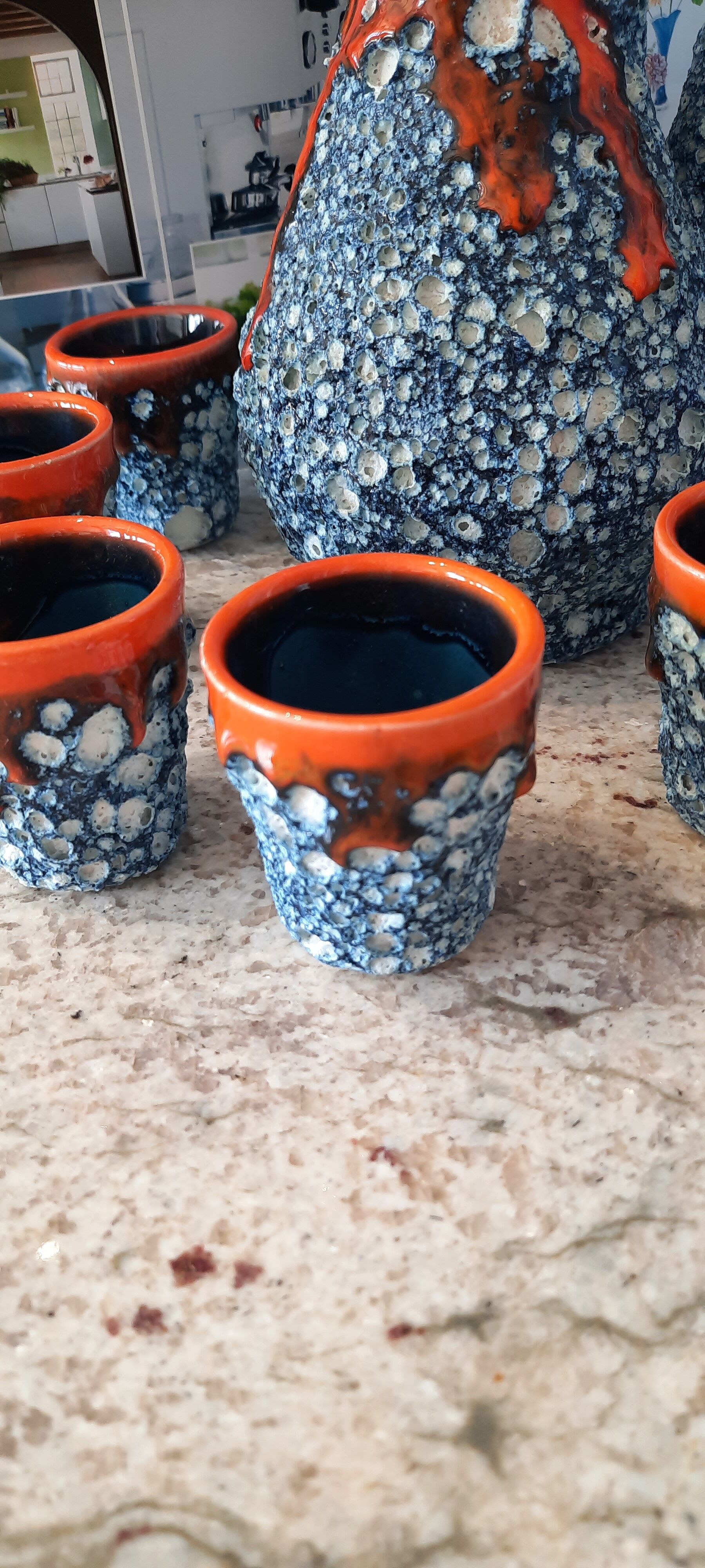 Vallauris sea foam ceramic liquor service