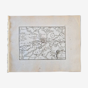 17th century copper engraving "Map of the government of Lens" By Pontault de Beaulieu