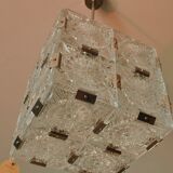 Glass faceted cube chandelier by Jaroslav Bejvl for Kamenicky Senov, year 1968
