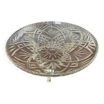 Antique fruit bowl centerpiece molded glass + vintage wrought iron