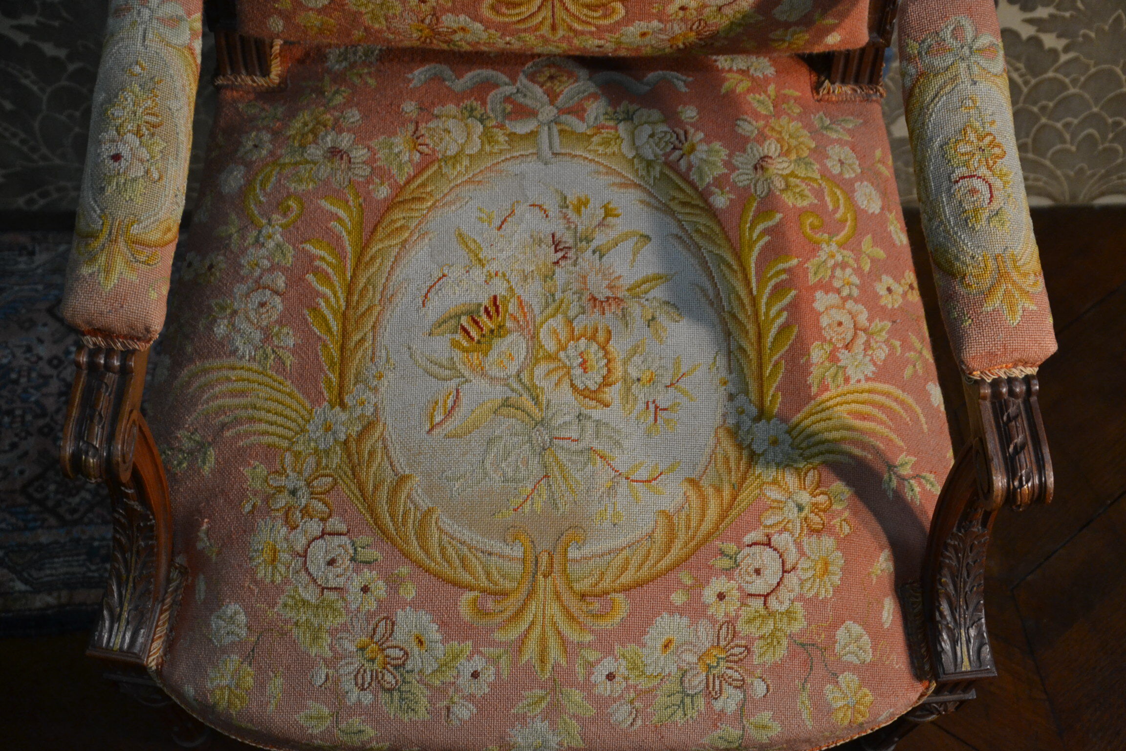 Pair of Louis XVI Style Armchairs in Walnut