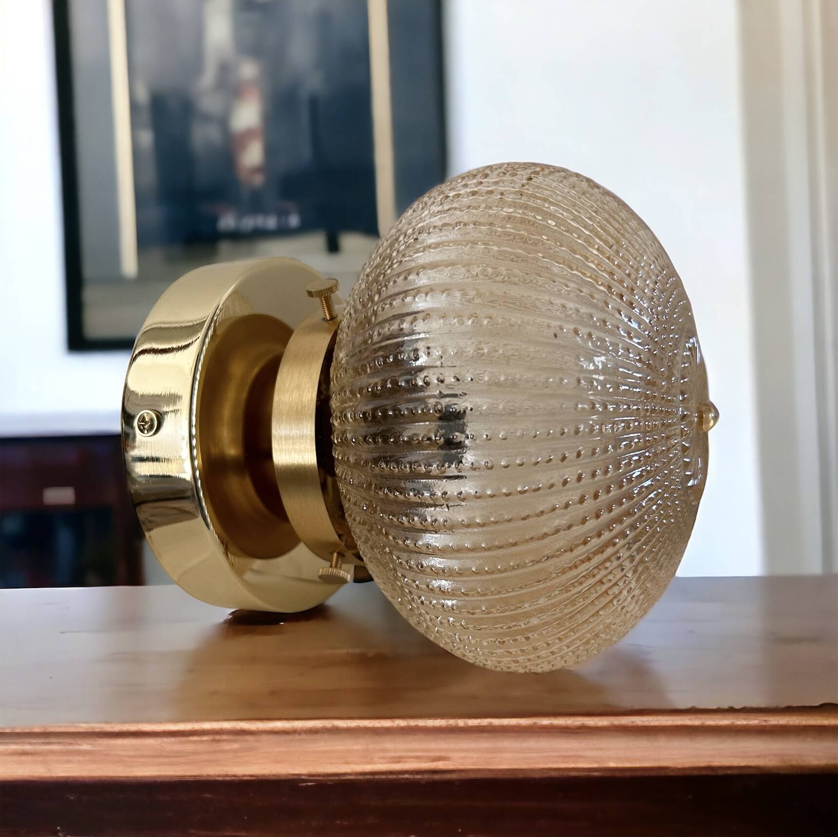 Applique Murale Globe En Verre Doré | Selency