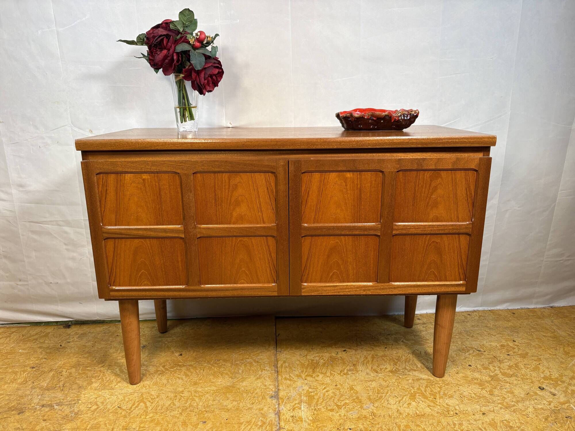 Mid-Century Retro Vintage Teak Sideboard by Nathan 1960s  Square Design • T