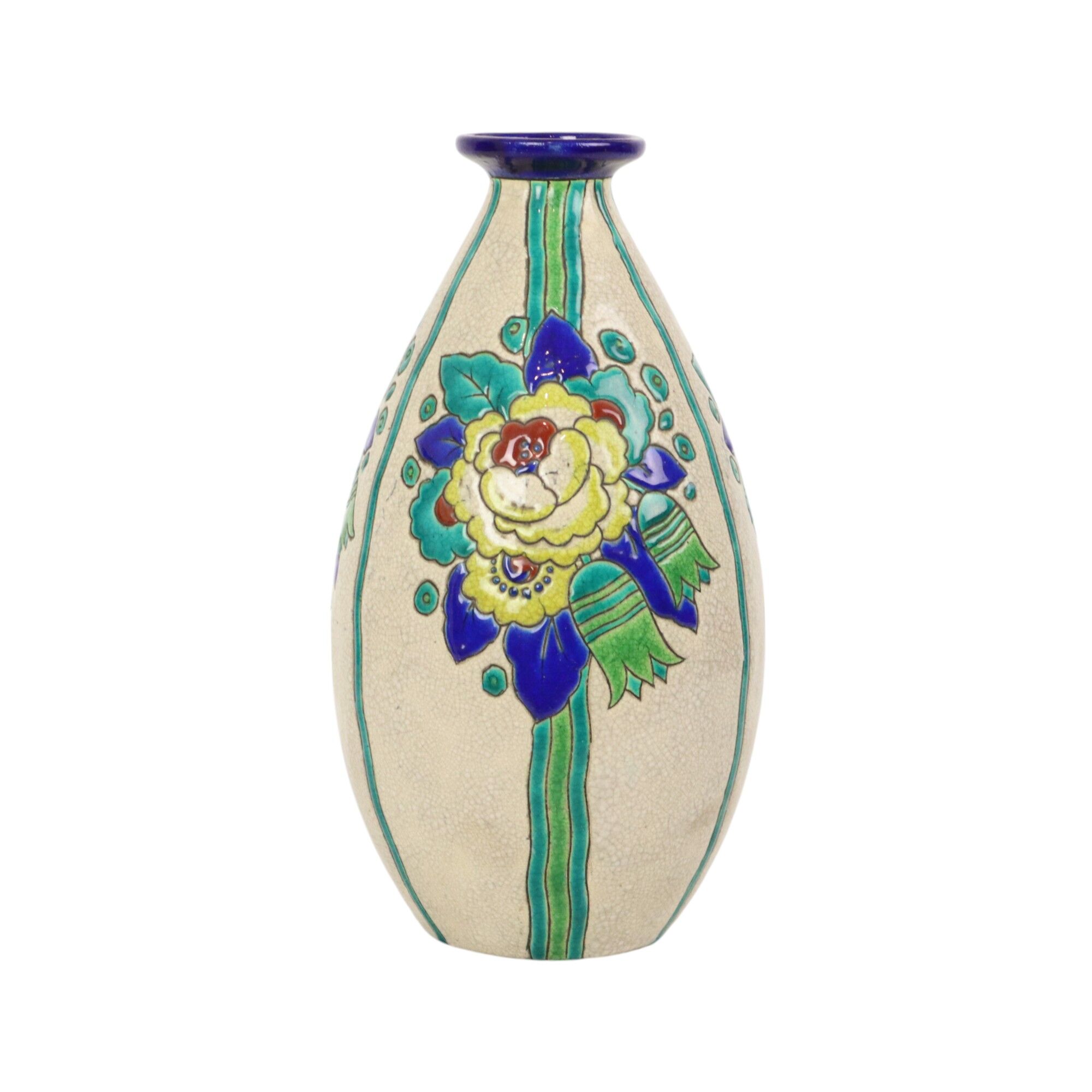 Polychrome Art Deco Vase Charles Catteau Boch Keramis D2366