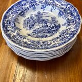 Set of 7 blue Lunéville & KG plates
