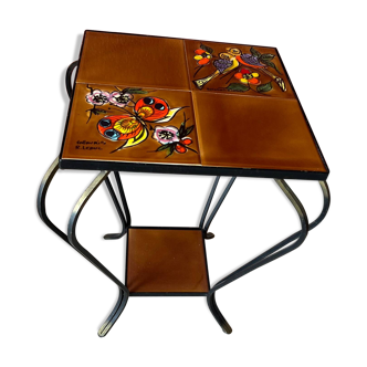 Ceramic & wrought iron table R.Leduc Vallauris