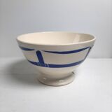 Vintage ironstone bowl from the Badonviller factory in cream and blue.