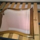 half in varnished chestnut, bevelled glass 92x92cm