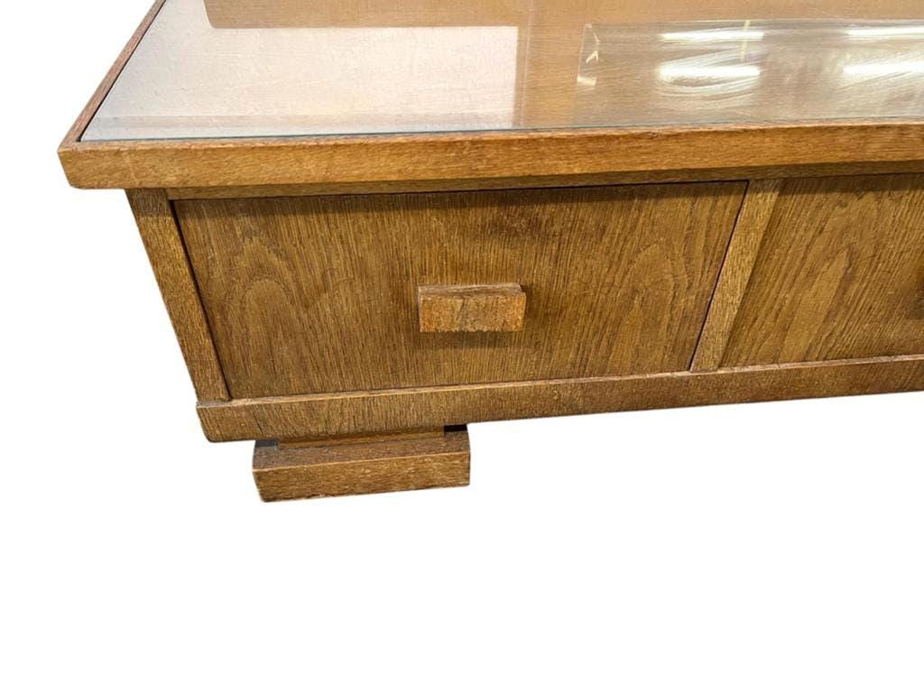 Meuble bas, d'entrée vintage en bois avec miroir