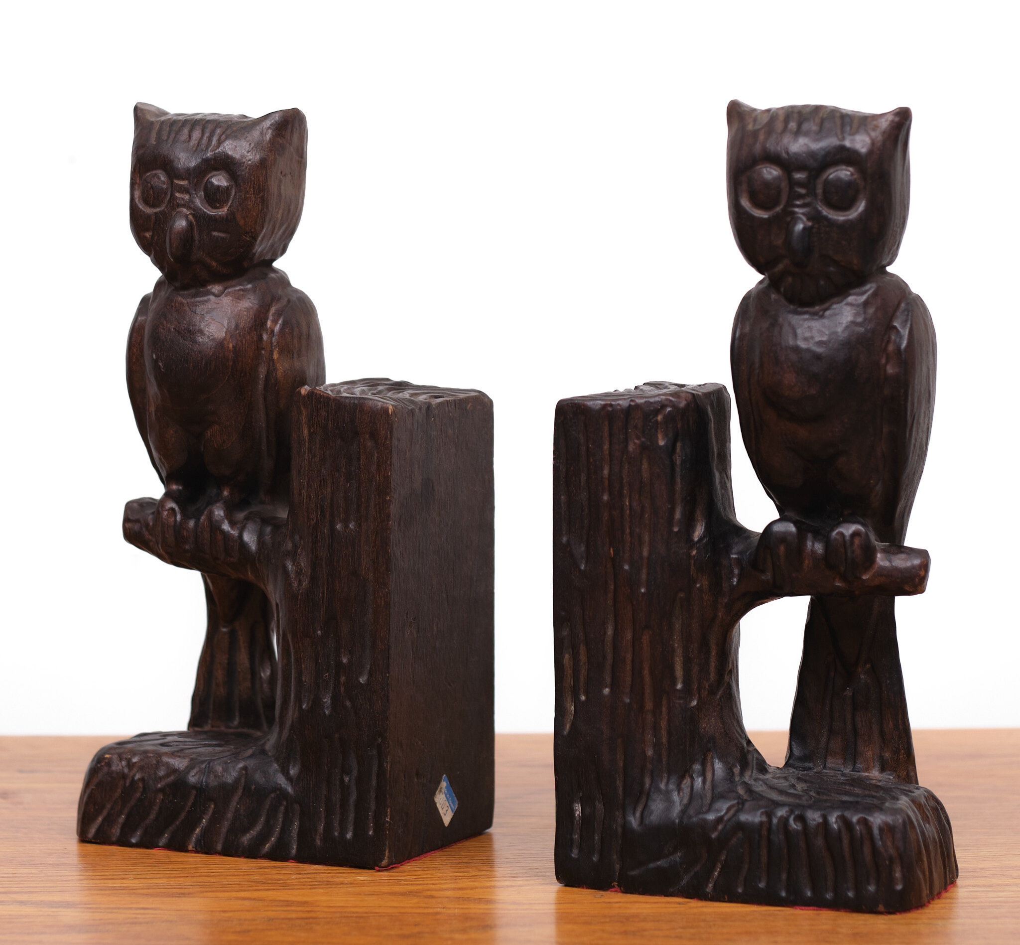 Vintage Owl Bookends Wood Spain, 1960s
