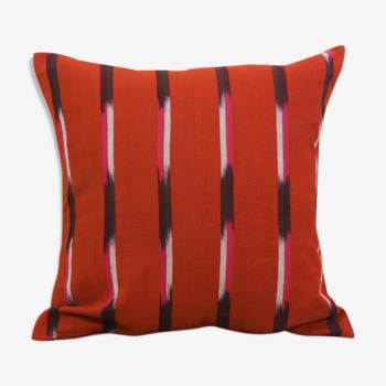 Red ikat cushion cover