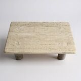 Travertine coffee table signed by Angelo Mangiarotti for Up&Up - 1970