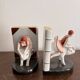 Old Pair of Bookends Porcelain White Girl Woman Equestrian Pig Art