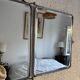 Vintage 1940s triptych barber mirror, bevelled chrome, snake imitation - 31 x
