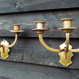 Antique Bronze and Brass 3 arm candle wall sconces Piano Organ fixtures French early 1900s can be re