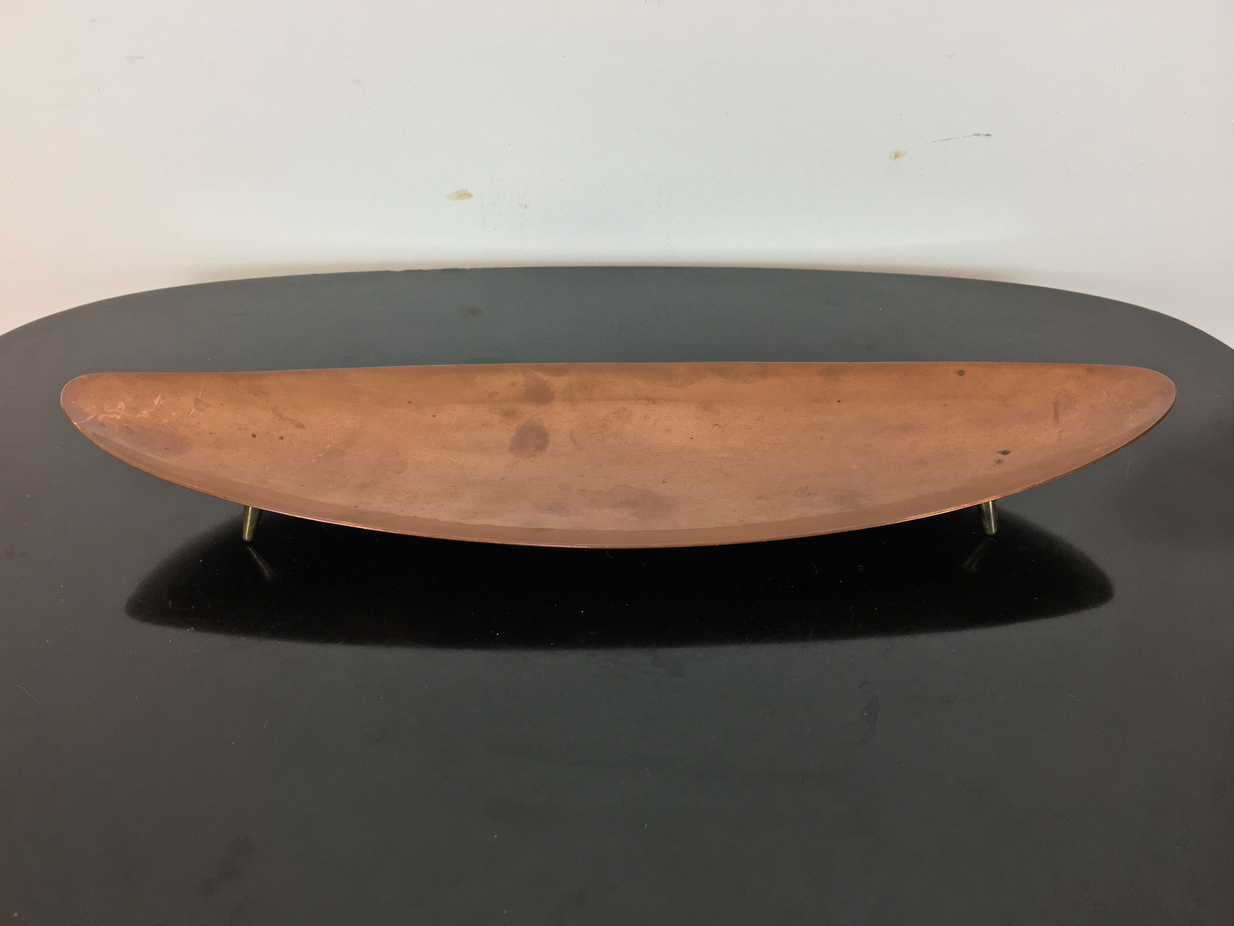 Scandinavian brass cup, shuttle shape, 60s