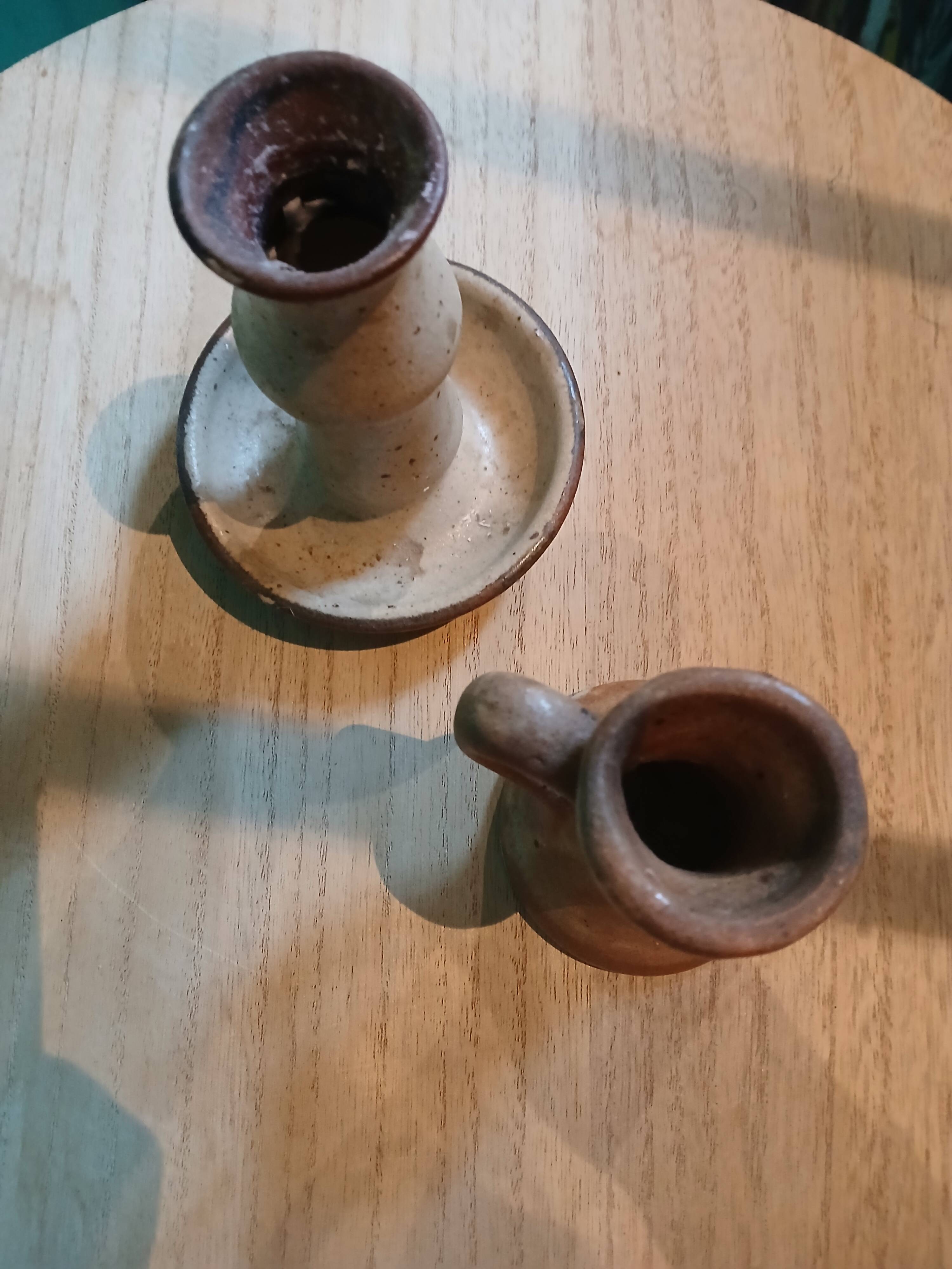 Bougeoirs en grès vintage