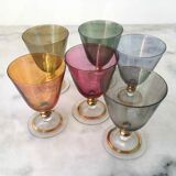 Set of 6 colored glasses and decanter