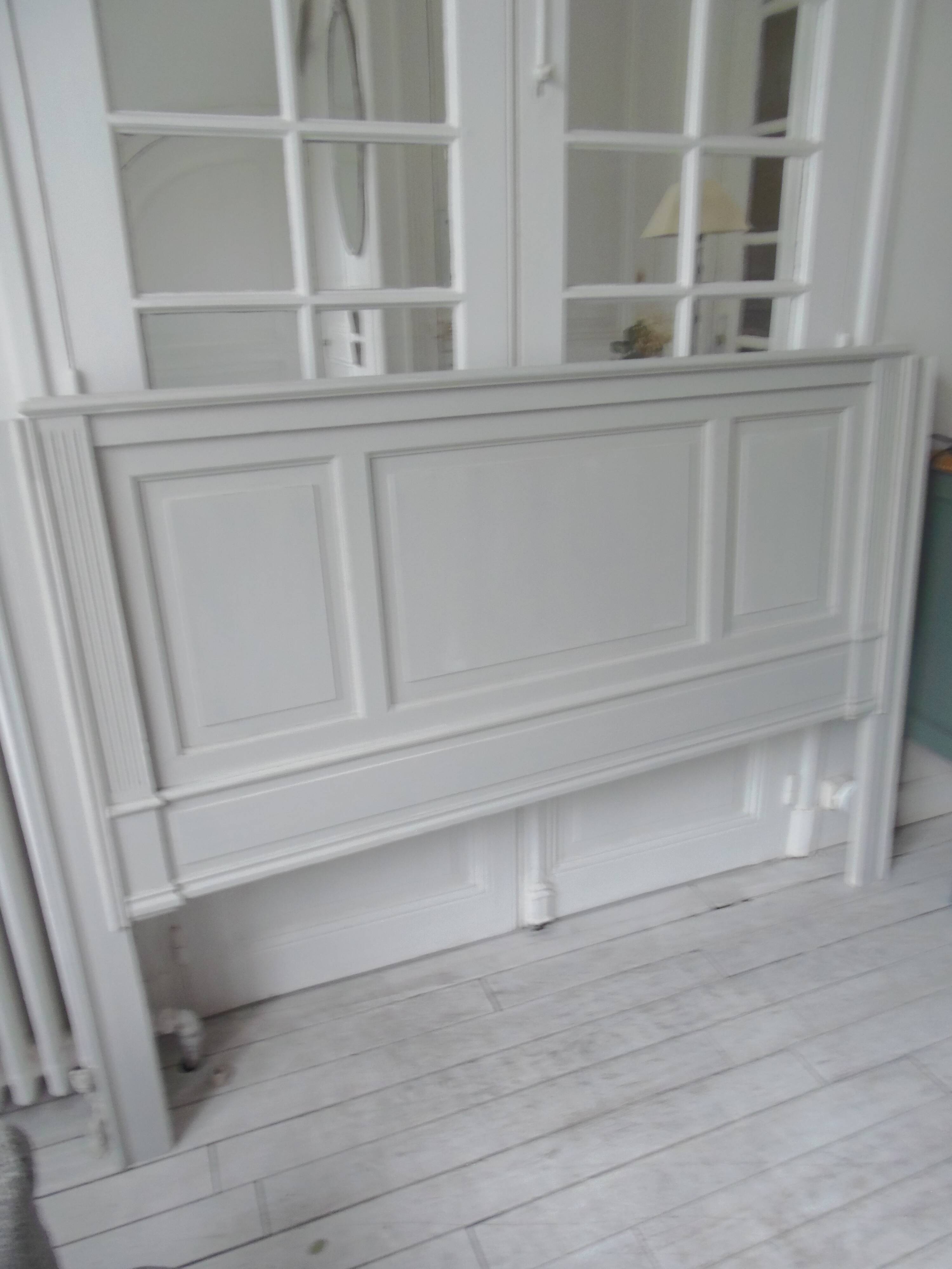 Headboard from the 1930s for a 160 bed in pearl gray patinated solid oak