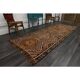 1970s Vintage Turkish Oushak Handmade Wool Cotton Orange Runner Rug 132X341