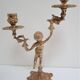Pair of vintage golden brass cherub candlesticks