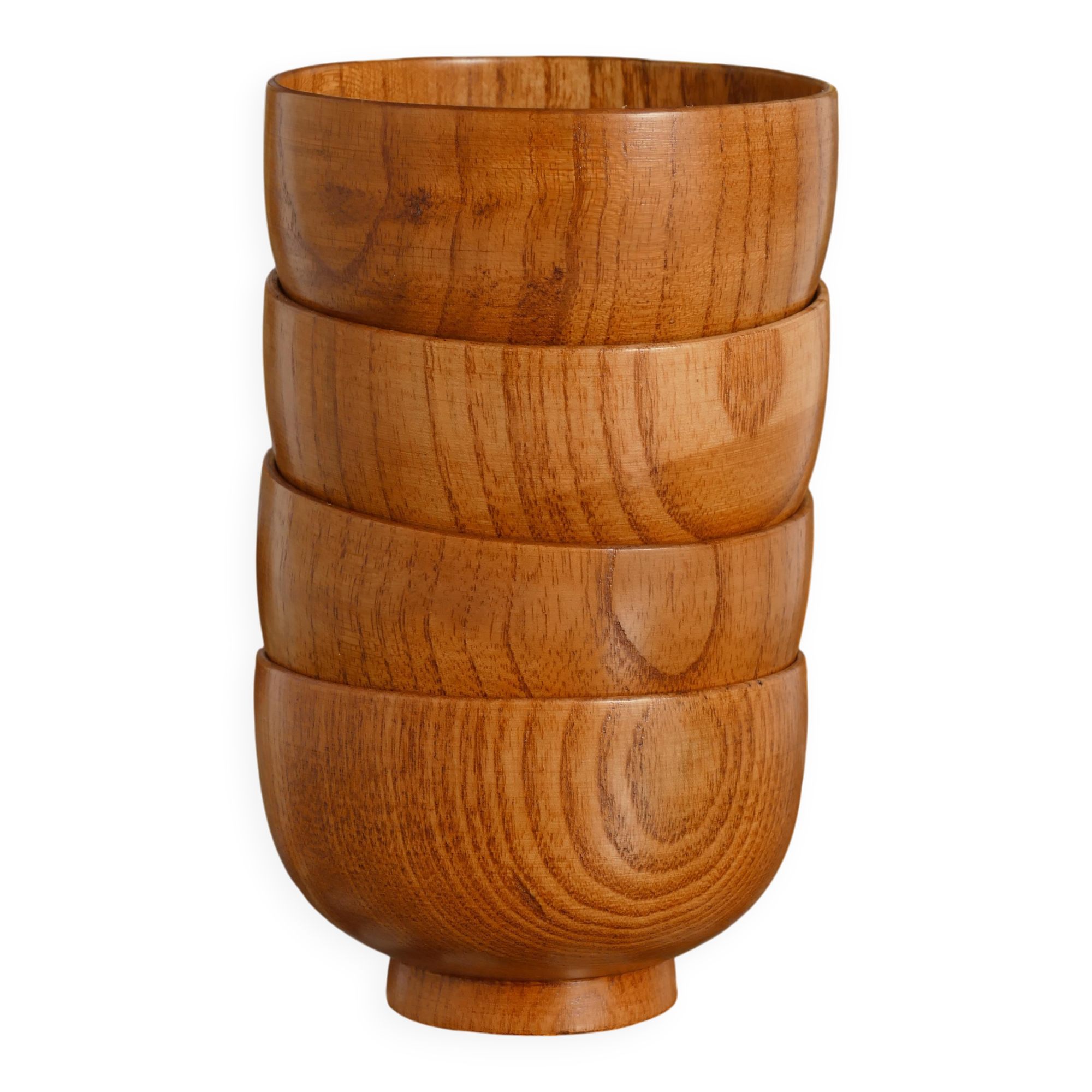 Mid-Century Modern Teak Wood Bowls, Sweden, Set of 4