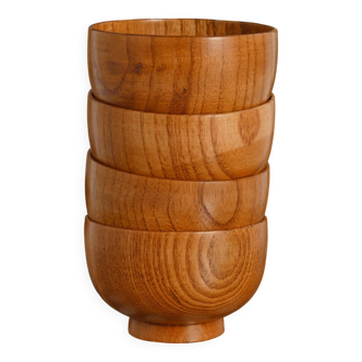 Mid-Century Modern Teak Wood Bowls, Sweden, Set of 4