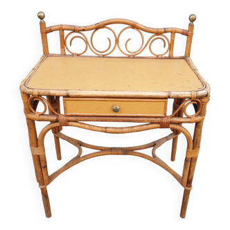 Bamboo and rattan side table, 1950s-1960s