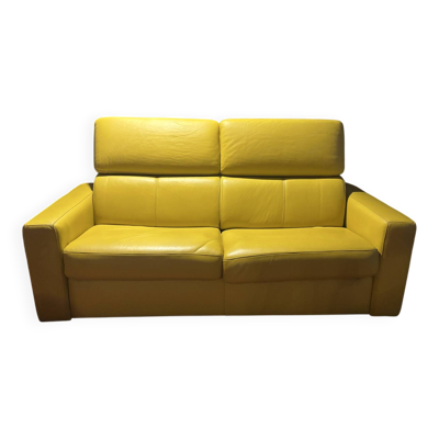Canapé convertible en cuir jaune, Italie
