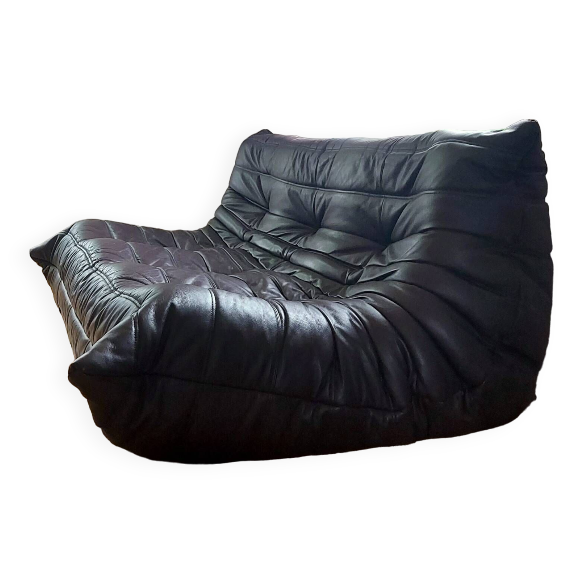 Togo 3-seater - Sofa - 3-seater bench seat in dark plum-colored full-grain leather by Ligne Roset - Very good condition