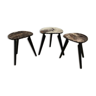 3 vintage stools