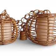 Mid-Century Globe Pendant Lamps, Bamboo & Rattan, c. 1960s