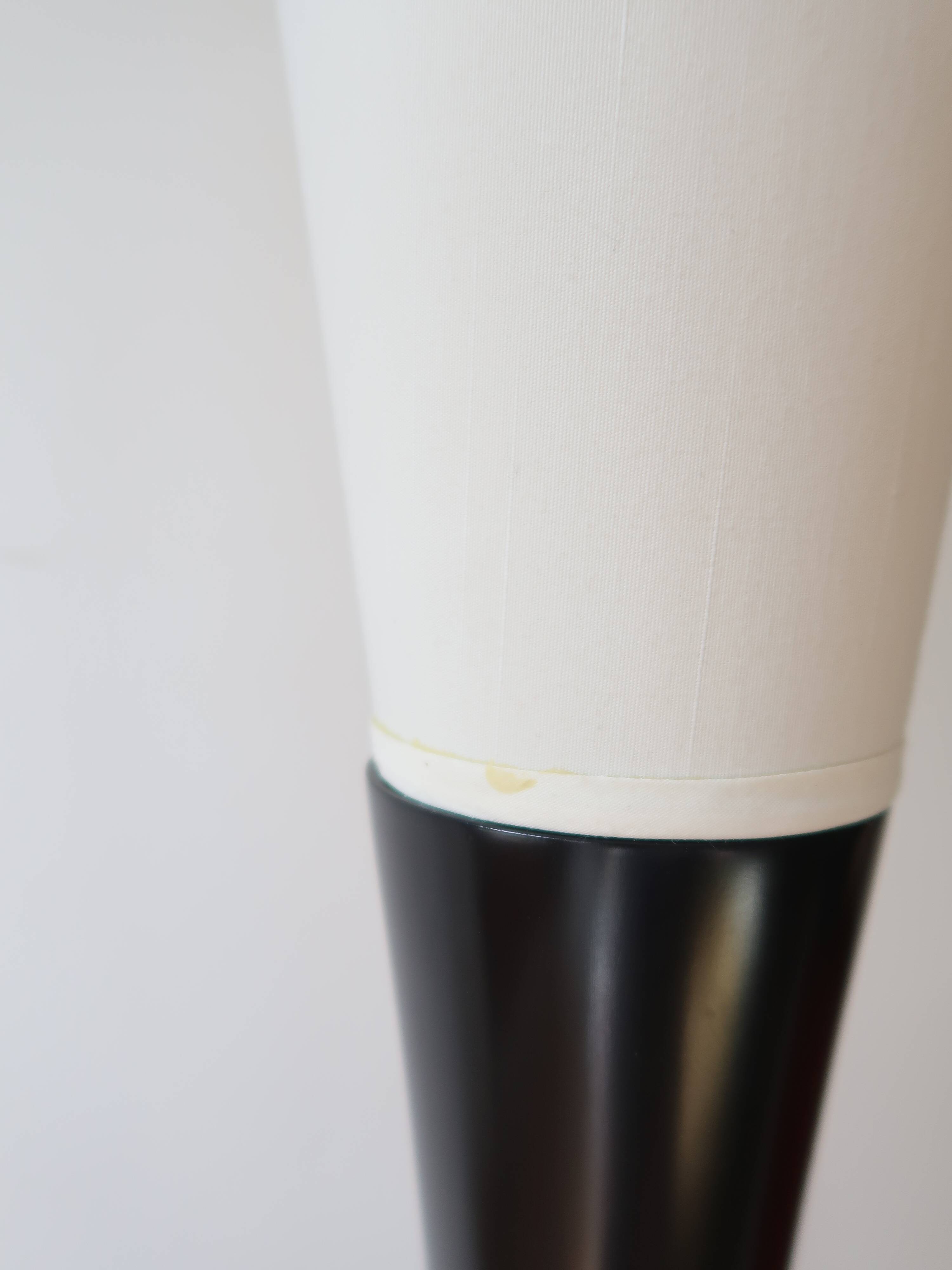 Vintage black and white conical floor lamp