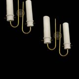 Brass Opaline Glass Sconces Set of 2 1950’s