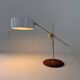 Vintage Midcentury desk lamp in brown leather and chrome Atelje Lyktan, Sweden