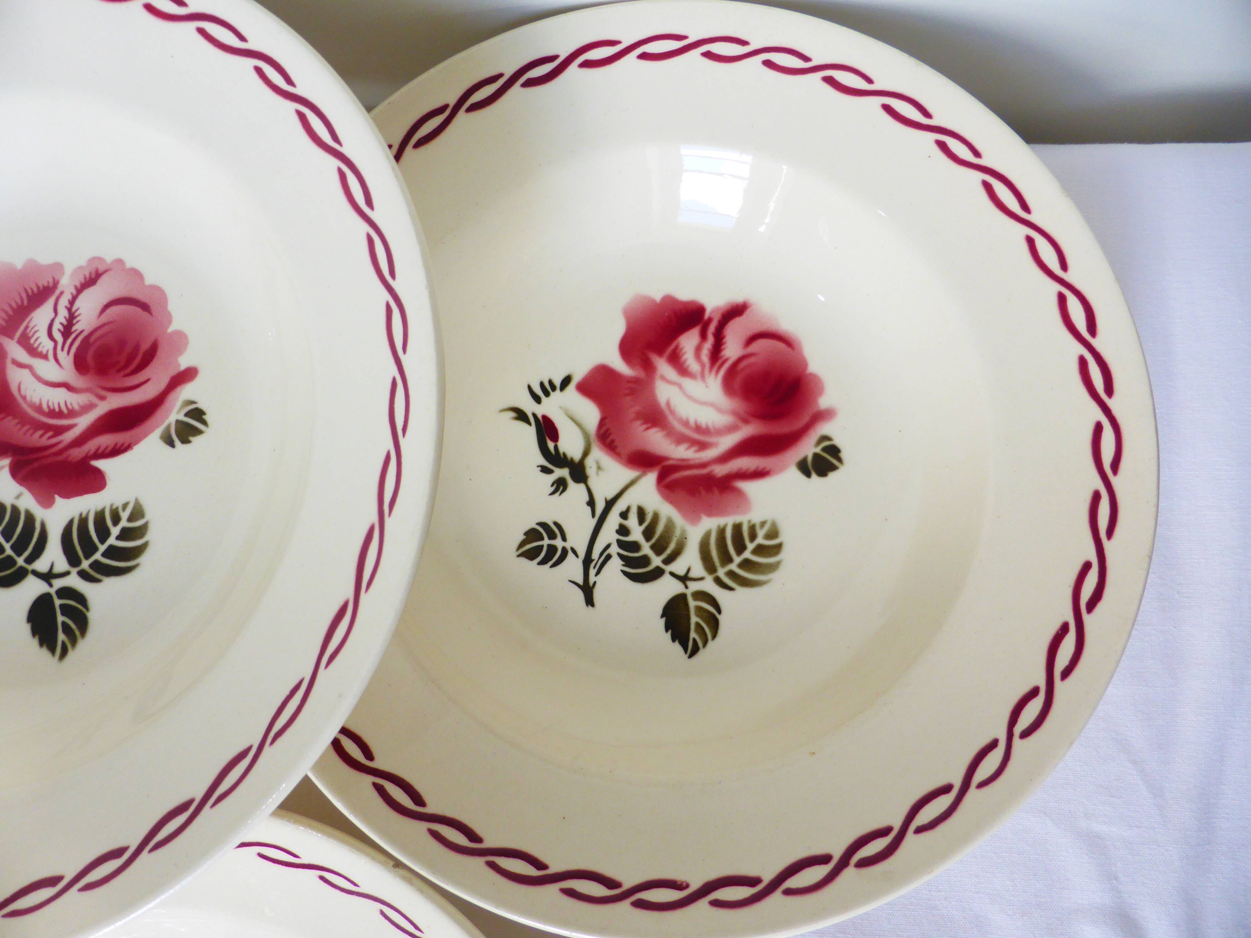 6 vintage Badonviller soup plates, Germaine model 220635