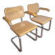 Pairs of Cesca B64 armchairs with armrests by Marcel Breuer