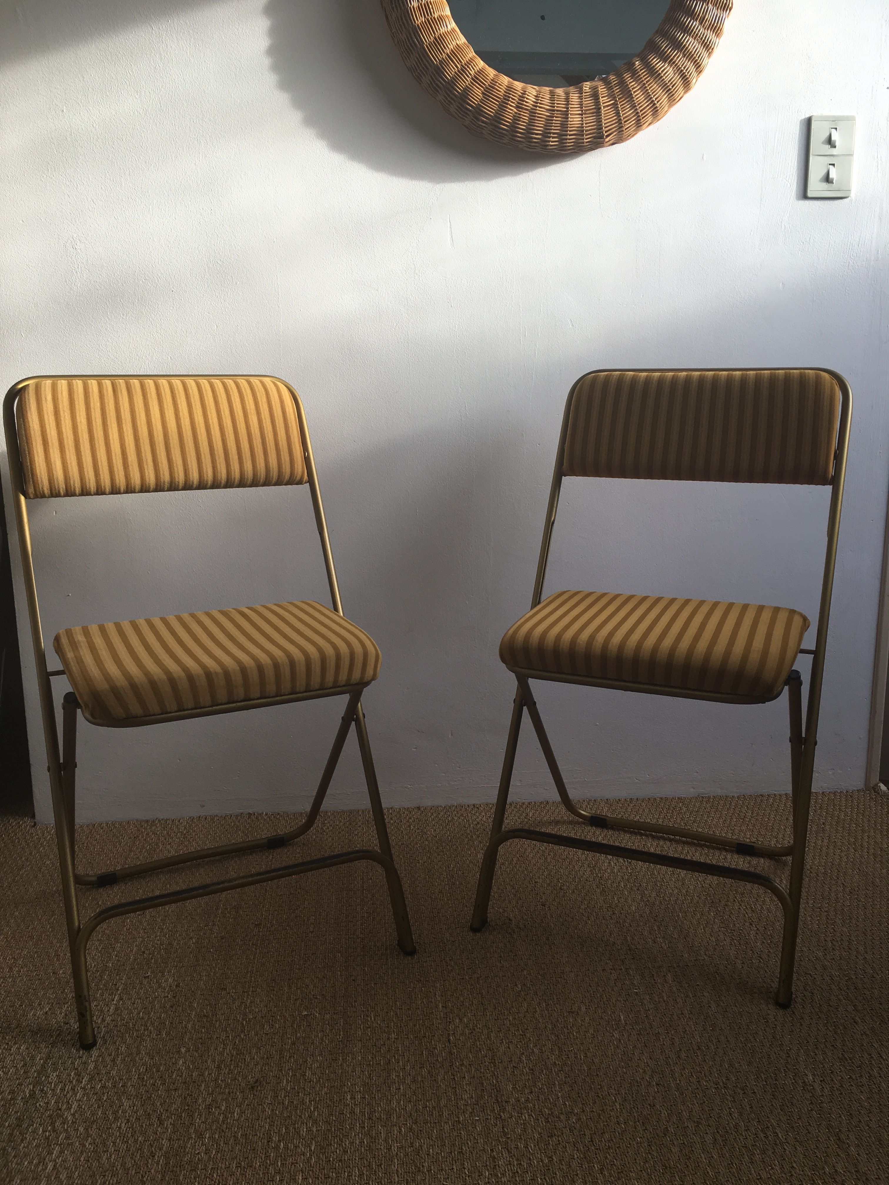 Paire de chaises Lafuma velours moutarde vintage 60/70’s