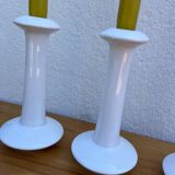 Set of 4 white ceramic candle holders