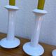 Set of 4 white ceramic candle holders