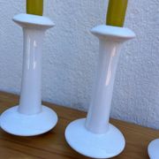 Set of 4 white ceramic candle holders